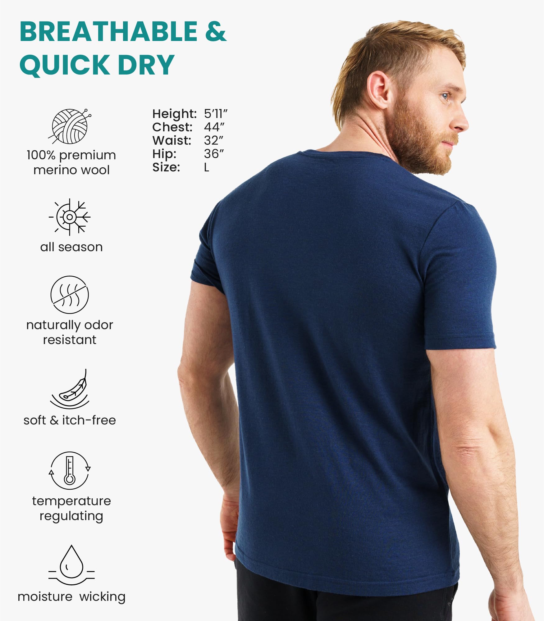 Merino.tech Merino.tech Merino Wool T-Shirt Mens - 100% Merino Wool Undershirt Lightweight Base Layer in use