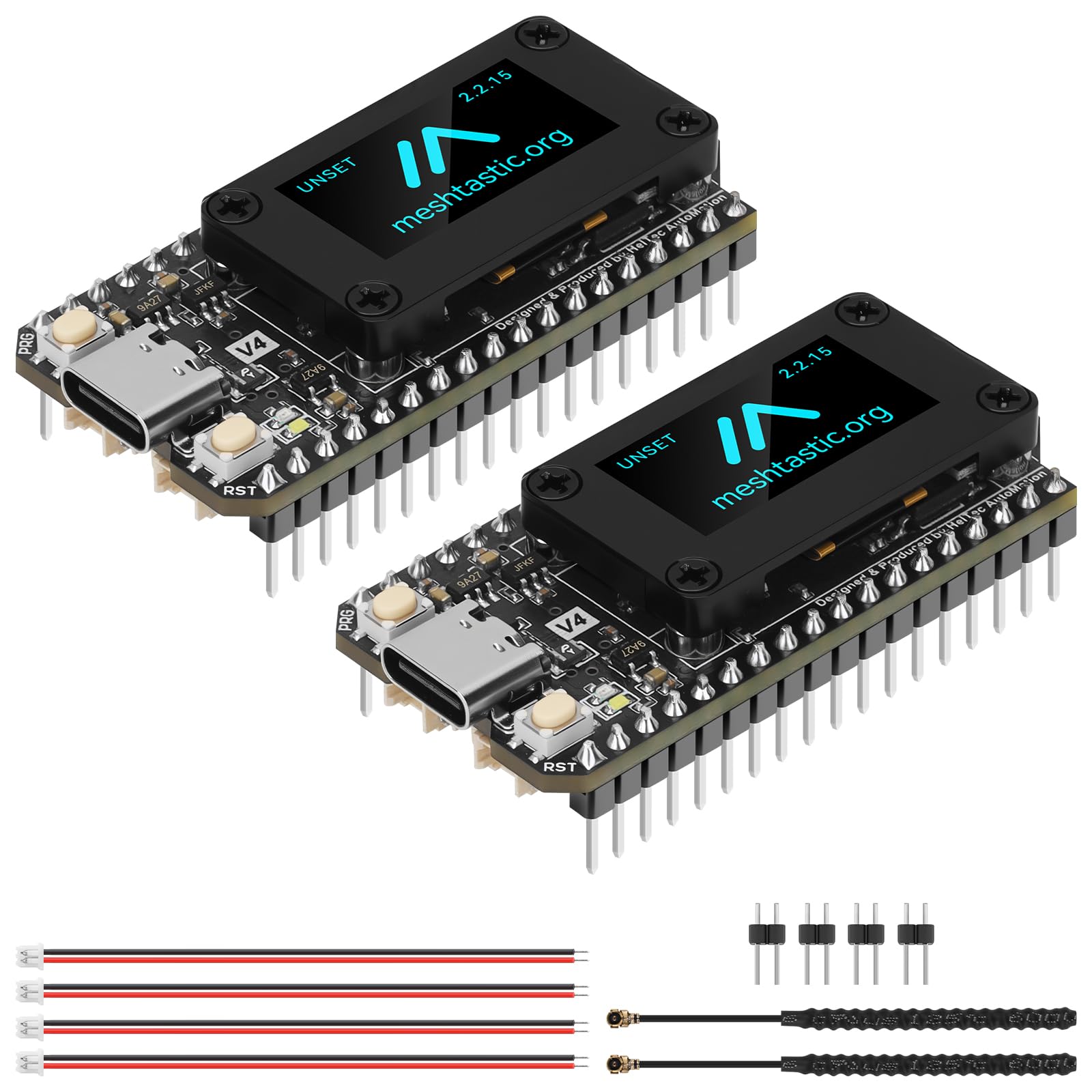 2 schede di sviluppo presaldate ESP32 LoRa V4 con antenna LoRa 915 MHz, WiFi integrato Bluetooth SX1262 display OLED da 0,96 pollici, interfaccia di tipo C per tastiera a rete Arduino