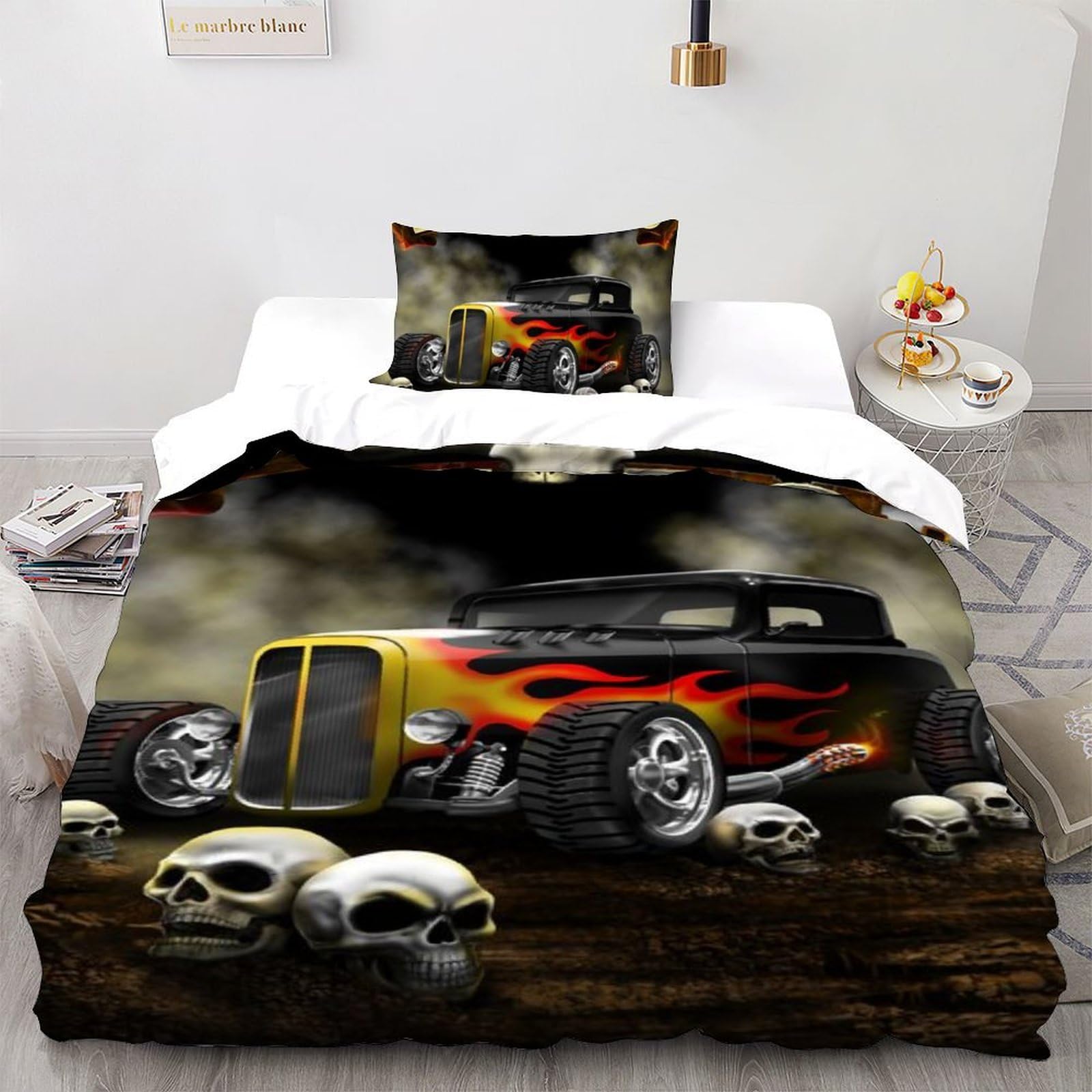 Housse de couette camion noir pour lit enfant style urbain et moderne