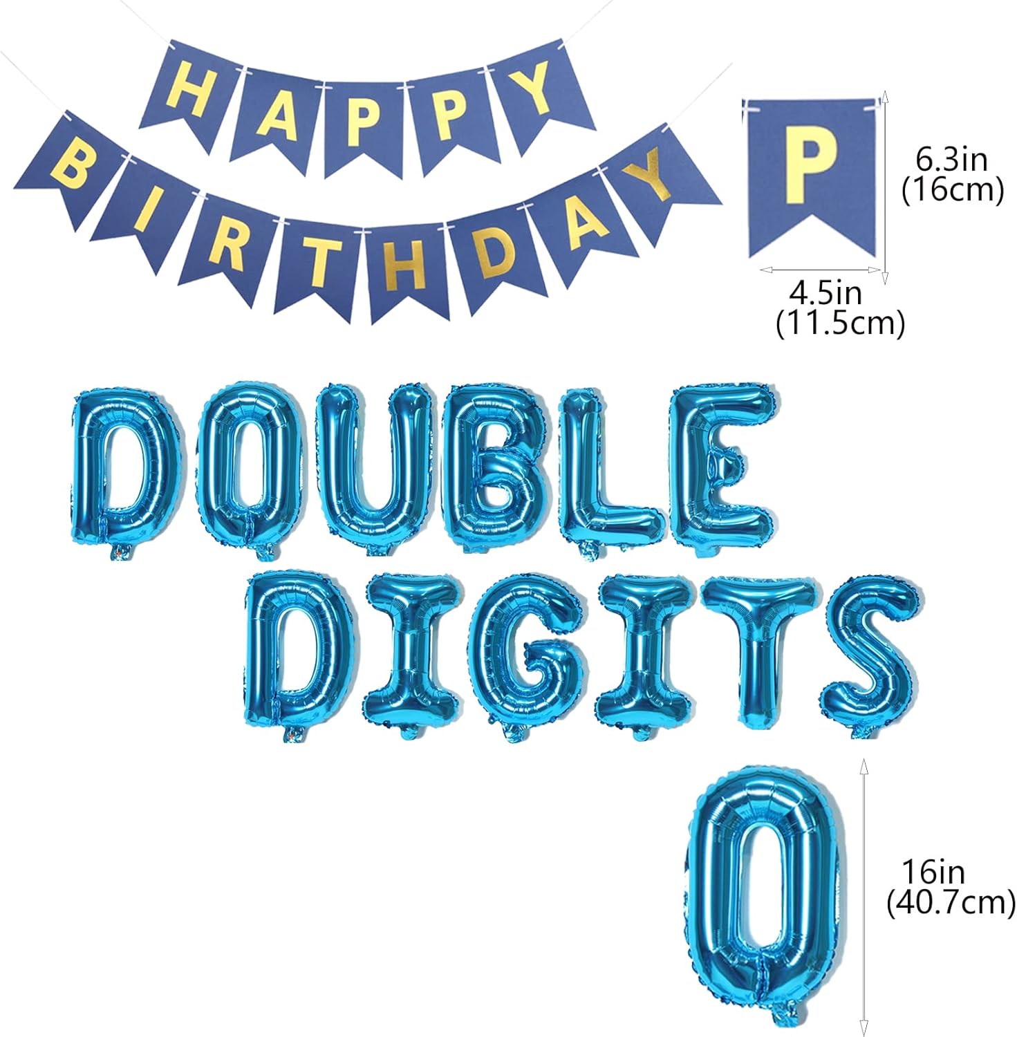 Blue 10th Birthday Decorations for Boys Double Digits Party Balloons Happy Birthday Banner Number 10 Balloons Blue Foil Latex Balloons for 10 Year Old Boy Bday Party (Blue) - Image 4