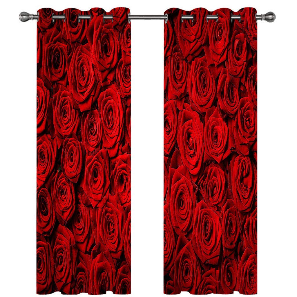 Rideaux grande largeur fleurs rouges aux finitions haut de gamme