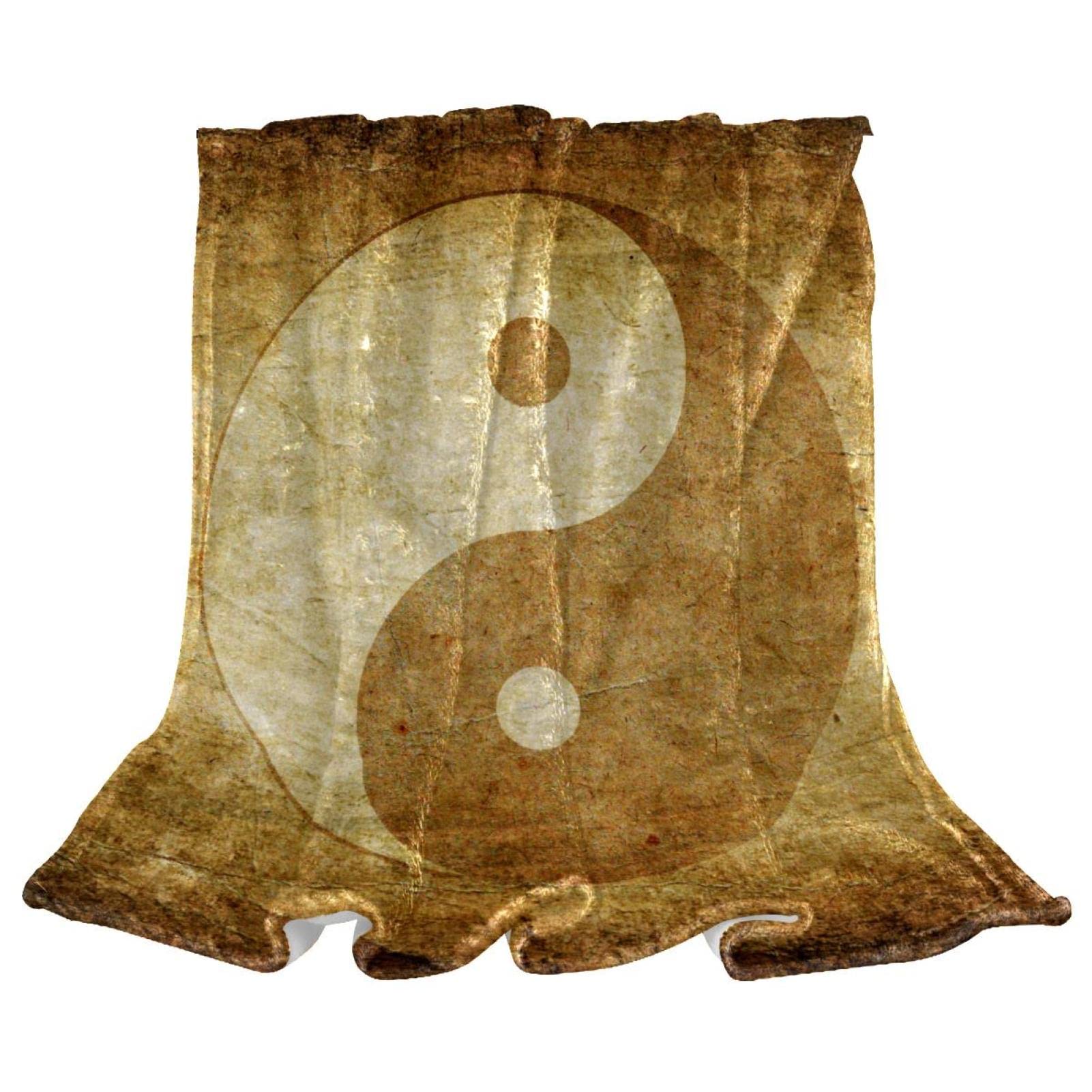 Couverture polaire de literie au motif vintage yin yang pour canapé raffiné