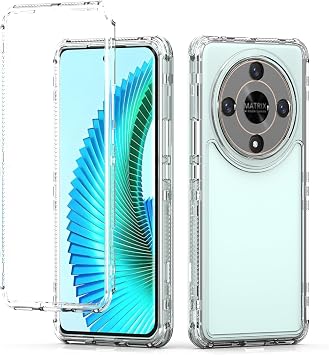 Sawiqpd Clear Case for Honor Magic 6 Lite 5G and X9B 5G, Slim Silicone Crystal Transparent Protective Cover With Soft TPU Bumper, 3 in 1 Shockproof Back Case [No Screen Protector]