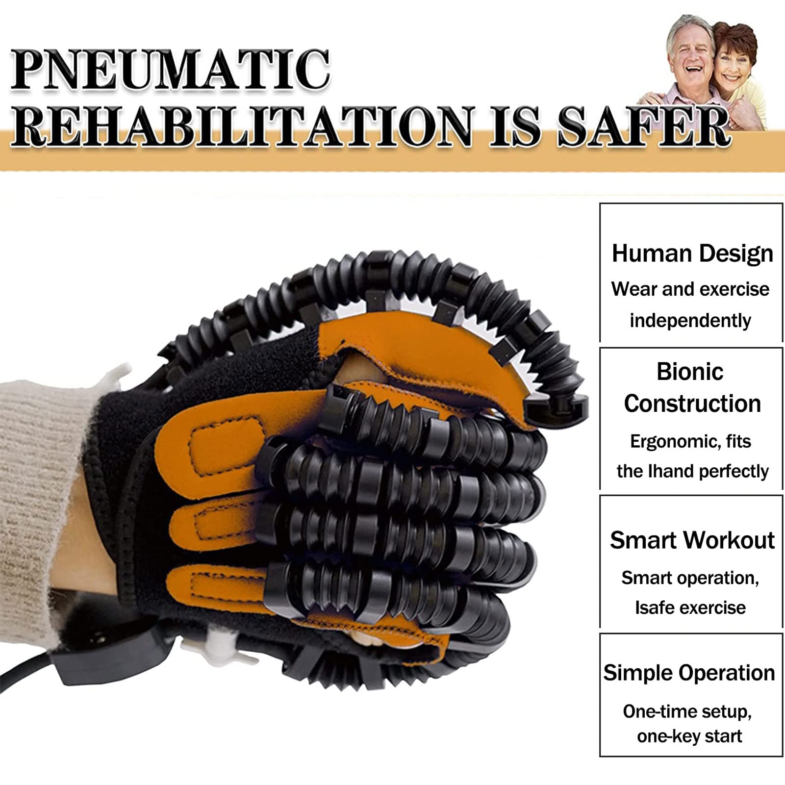 Esercitatore Elettrico per Dita della Mano, Guanti Robotici per La Riabilitazione per Pazienti con Ictus Emiplegia, Dispositivo di Allenamento per Le Mano(Size:Sinistra-XL)