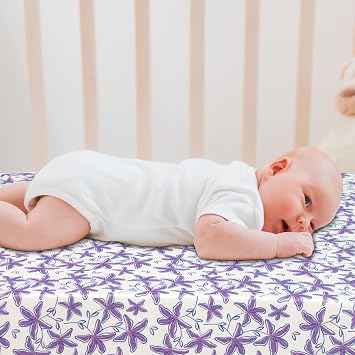 Stretchy Fitted Crib Sheet for Unisex Baby 4 Pack for 52 * 28 inches Standard Crib and Toddler Mattress,Breathable and Ultra Soft Baby Sheet,Leaves Pattern