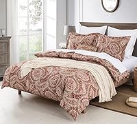 Vista 4 de DAUAOTO Juego de funda de edredón tamaño Queen, funda de edredón de 90 x 90 pulgadas + 2 fundas, juego de ropa de cama de algodón con estampado