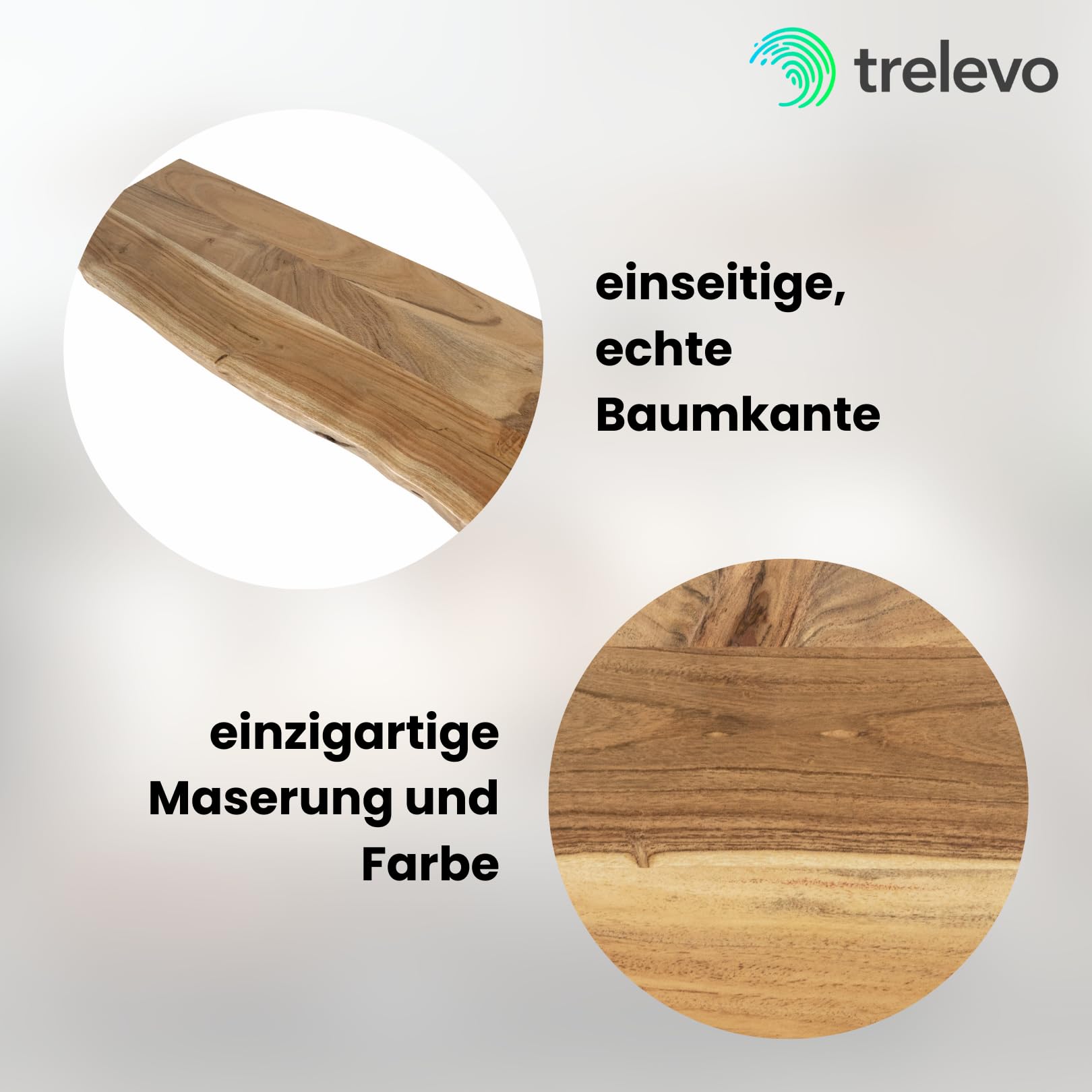 Holzplatte 120x30 cm, Akazienholz massiv 26mm, Tischplatte naturfarben, Baumkantenplatte für Regale und Rückenlehne Bank, einseitige Baumkante