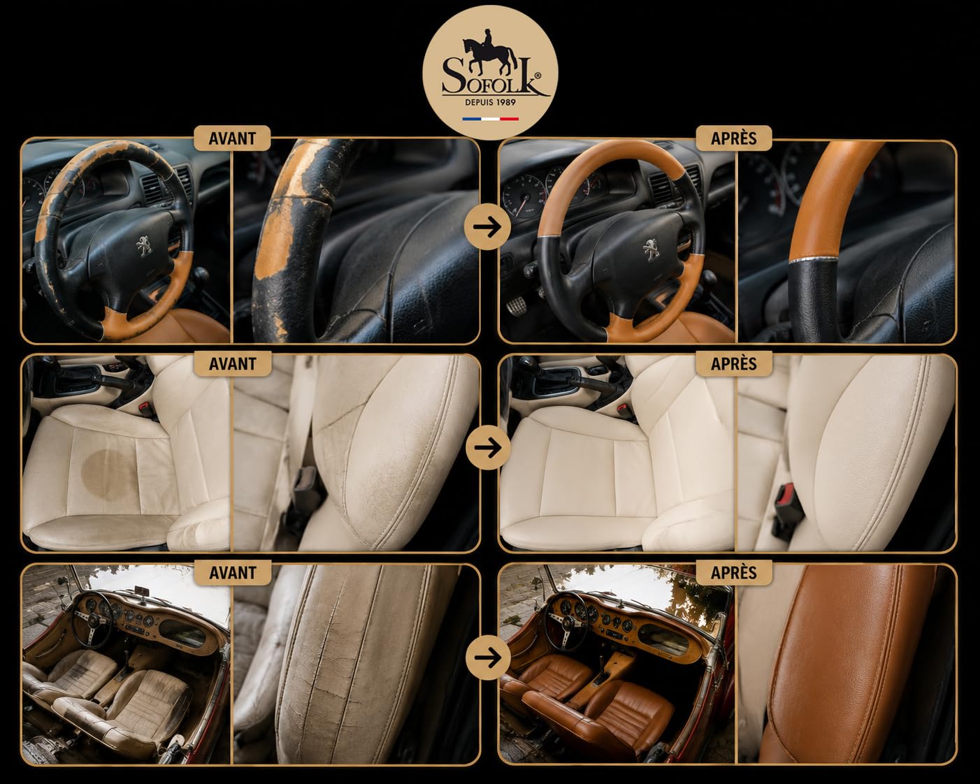 SOFOLK Pittura per Pelle/Similpelle/Ecopelle/vinyle : Auto, Volante, Divano, Poltrona, Scarpe, Giacche (01-black, 250ML)