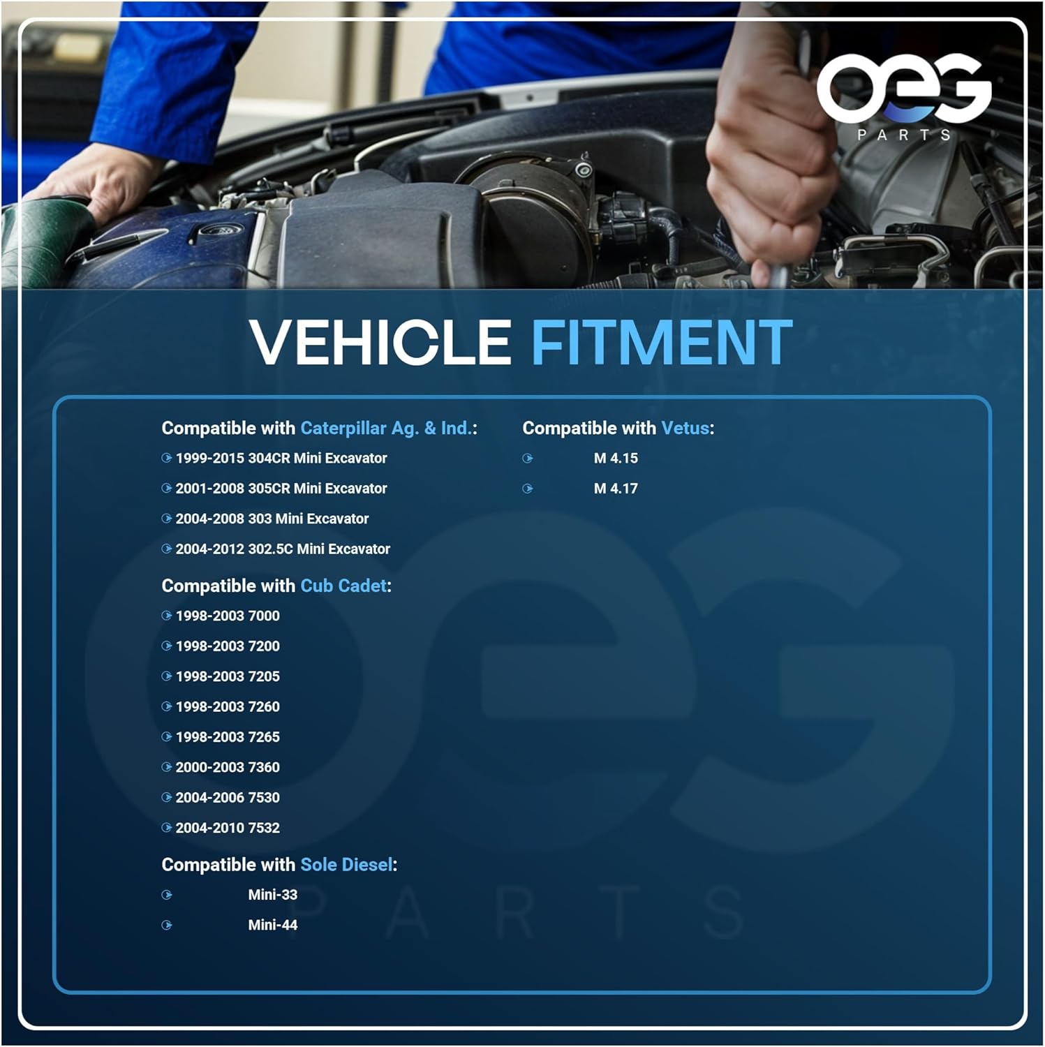 OEG Parts New Alternator Compatible With Caterpillar Excavator 302 303 304 305 Mini S3L2 S4L2 Mitsubishi, Cub Cadet 7000 7200 7205 7260 7265 7360 7530 7532 20-32HP A7T02071, 31A6800400, 31A6800401
