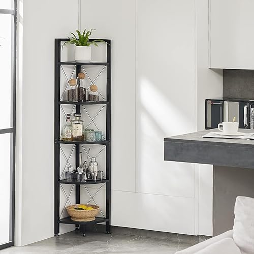 Miniatura 8 de Estante esquinero de 5 niveles, estantería de esquina de pared de 63 pulgadas de alto y soporte para plantas, organizador de estante de exhibición