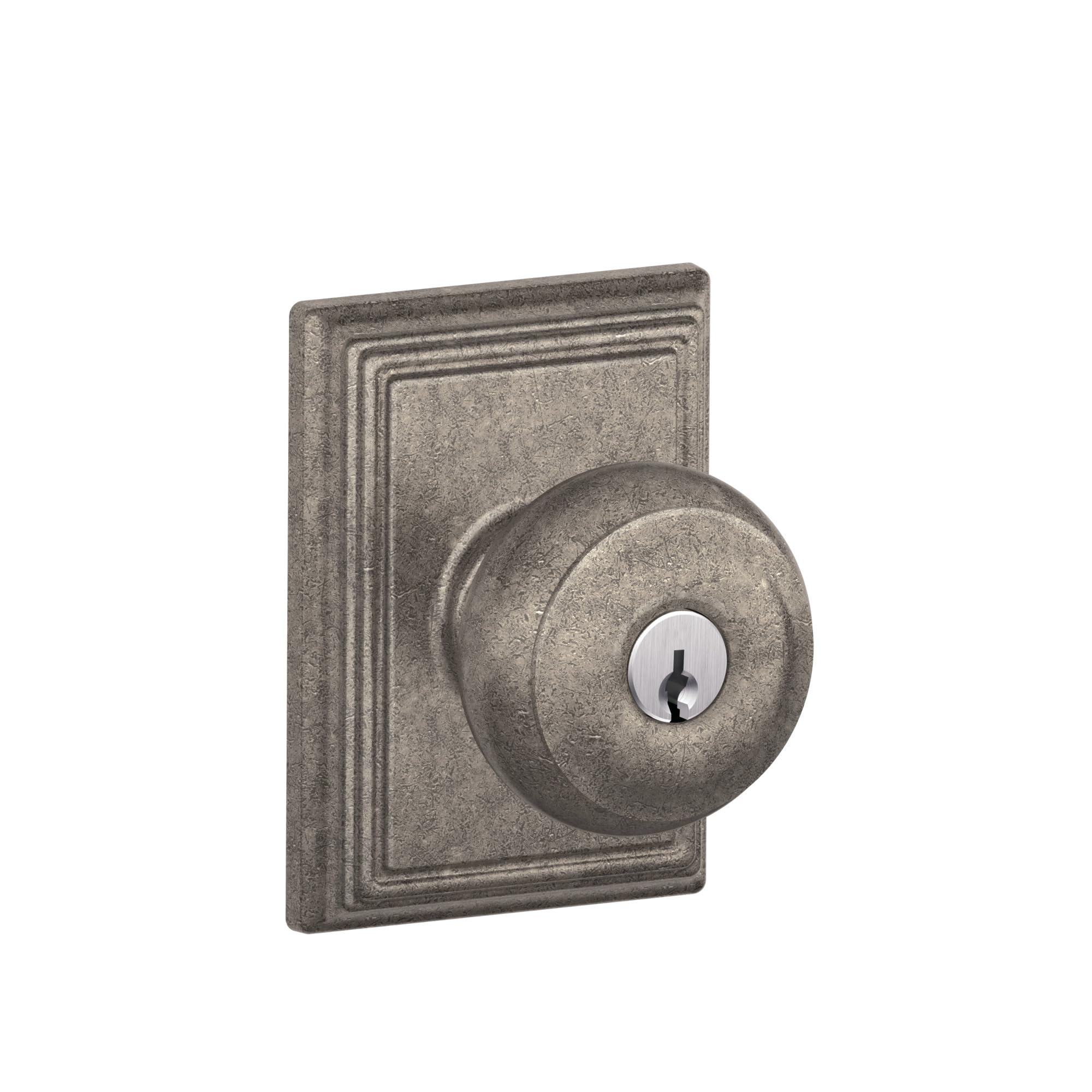 SCHLAGE F51A GEO 621 ADD Georgian Knob with Addison Trim Keyed Entry Lock, Distressed Nickel