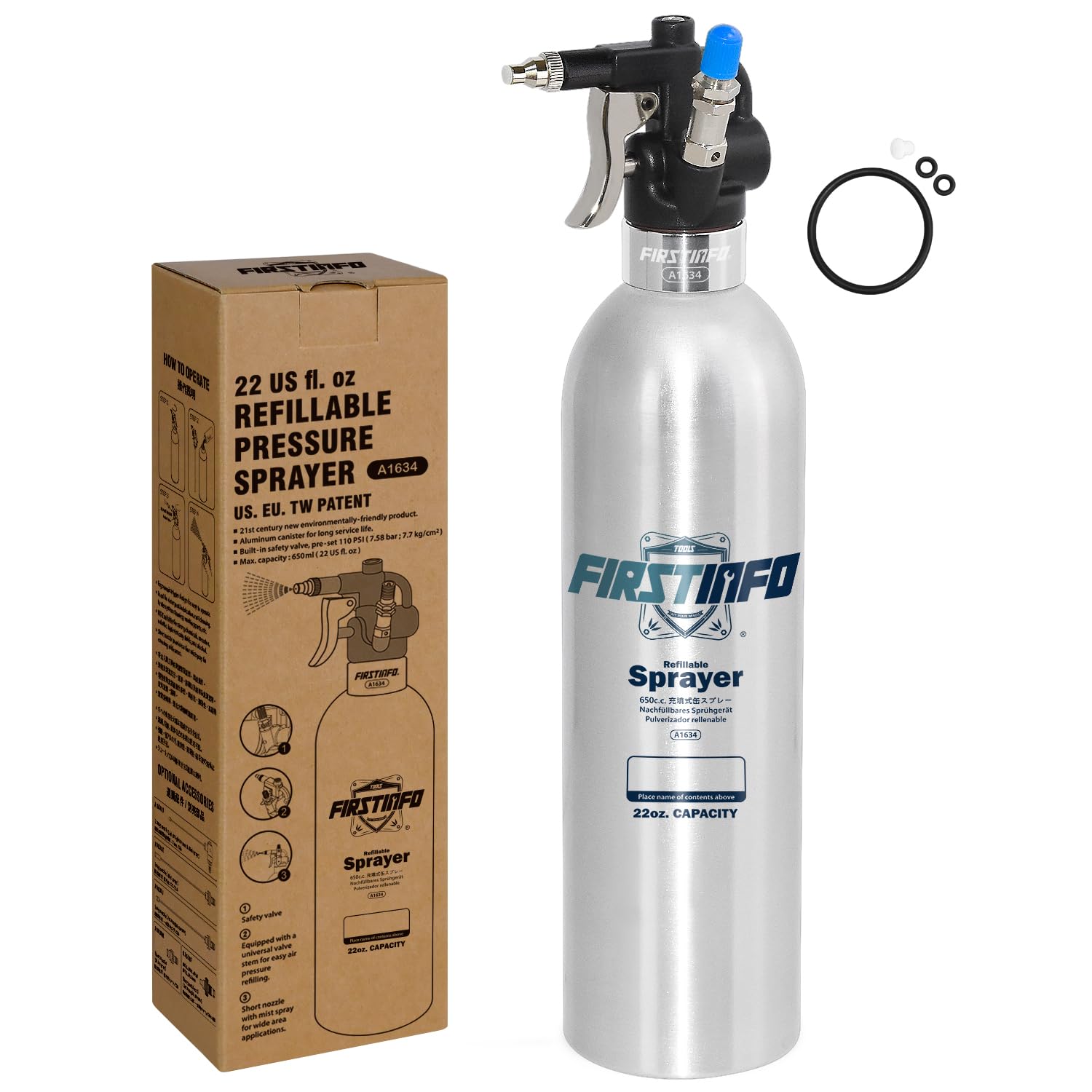 Amazon.co.jp: 良匠 FIRSTINFO TOOLS 詰替式スプレー缶 650ml アルミ製