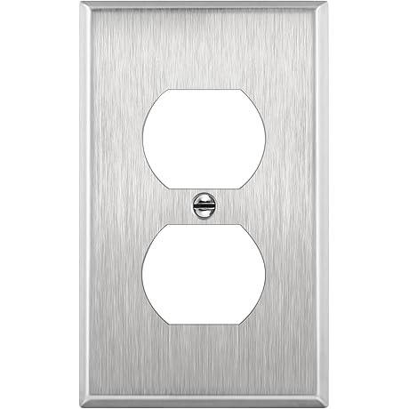 ENERLITES Duplex Receptacle Metal Wall Plate in Stainless Steel