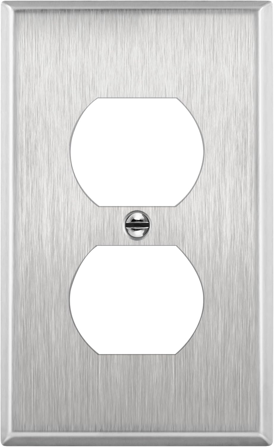 ENERLITES Duplex Receptacle Metal Wall Plate, Stainless Steel Outlet Cover, Corrosion Resistant, Size 1-Gang 4.50" x 2.76", UL Listed, 7721, 430, Silver