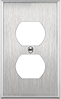 Vista 72 de ENERLITES Placa de pared de metal dúplex para receptáculos, cubierta de salida de acero inoxidable, resistente a la corrosión, tamaño de 1 banda