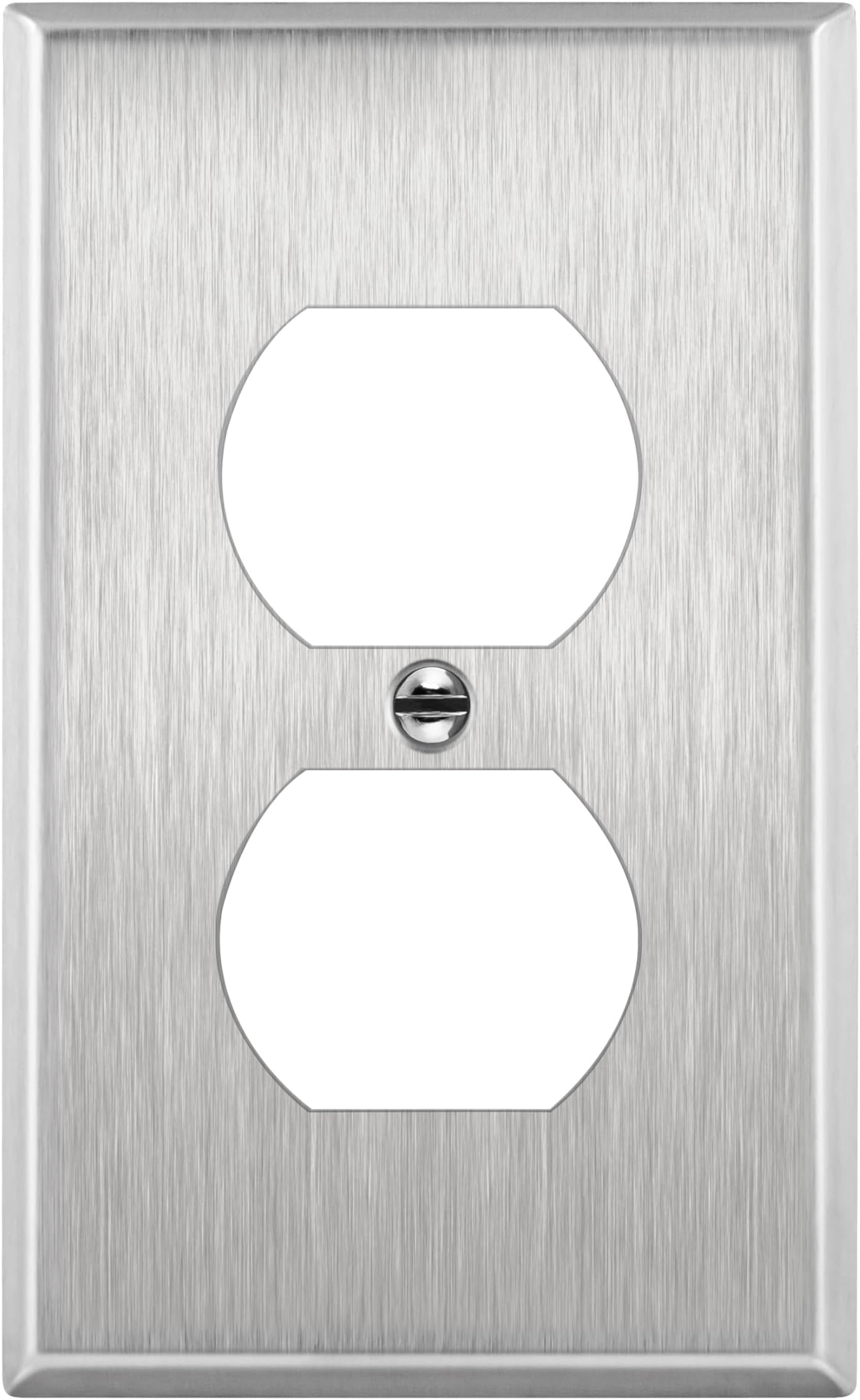 ENERLITES Duplex Receptacle Metal Wall Plate, Stainless Steel Outlet Cover, Corrosion Resistant, Size 1-Gang 4.50" x 2.76", UL Listed, 7721, 430, Silver
