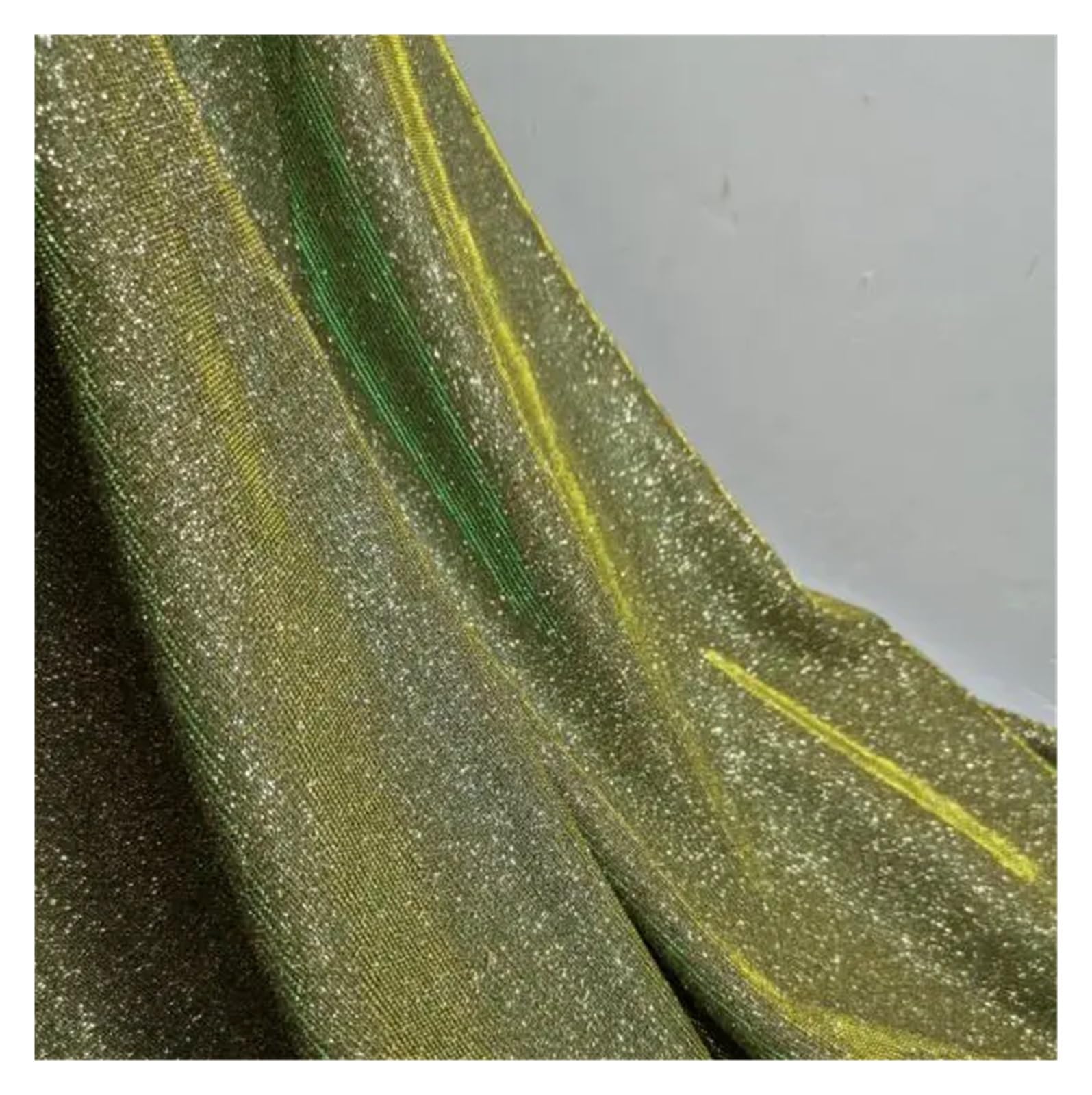 Fabric, Fashionable Polyester Composite Glitter Fabric for Bridal Dress Decoration Multicolor 50x148cm(6 Green-Golden)