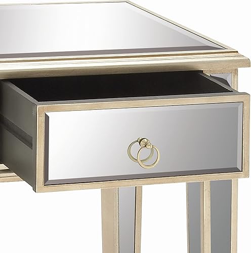 Miniatura 5 de Deco 79 Mesa decorativa de madera con espejo de 1 estante, 18 x 14 x 27 pulgadas, beige