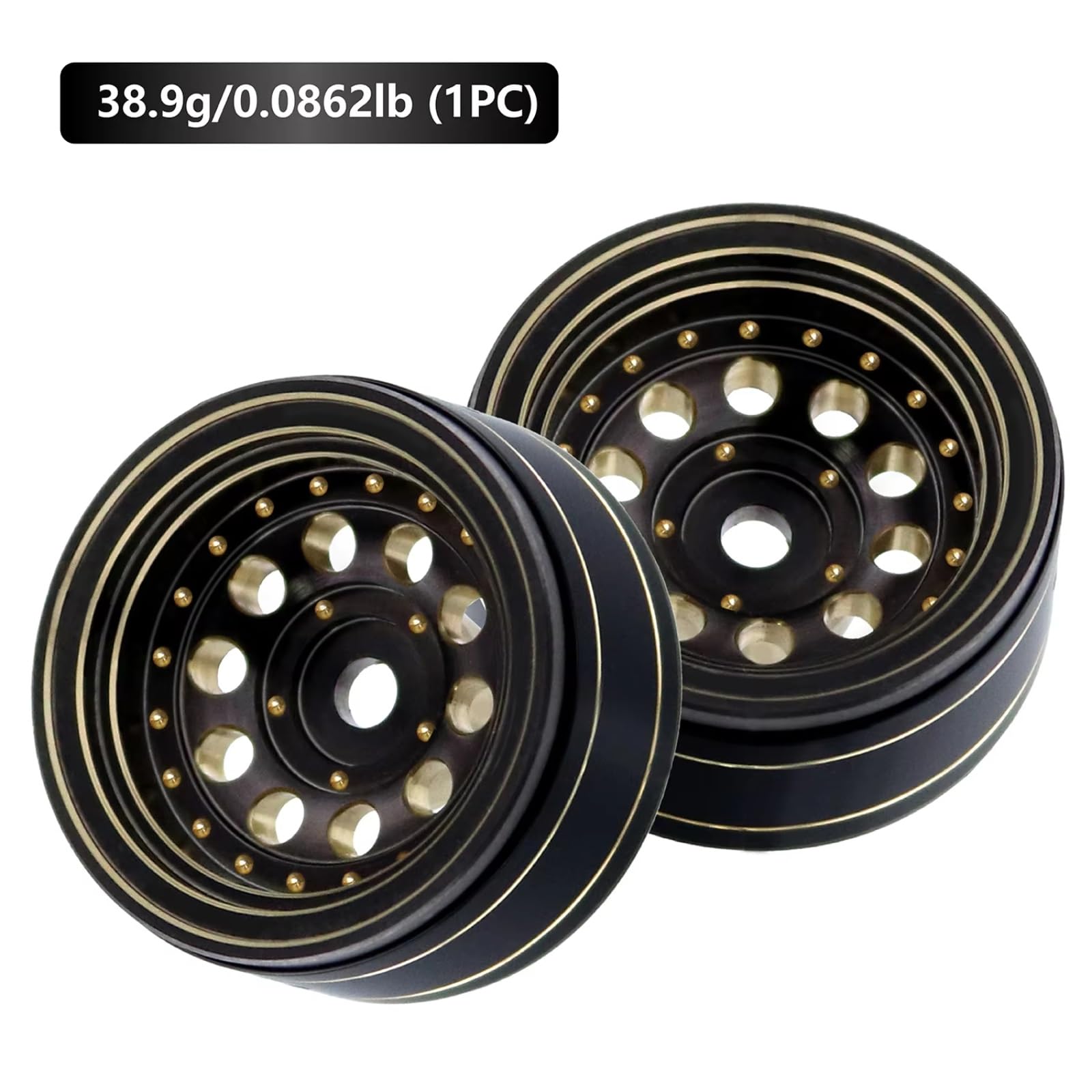 Per Axial Per SCX24 AX24 Per TRX4M Per FCX24 1/24 1/18 39g -2.65mm Cerchioni Beadlock In Ottone Rivestito Nero Da 1.0" Ricambi Auto RC Crawler Accessori Giocattoli Rc