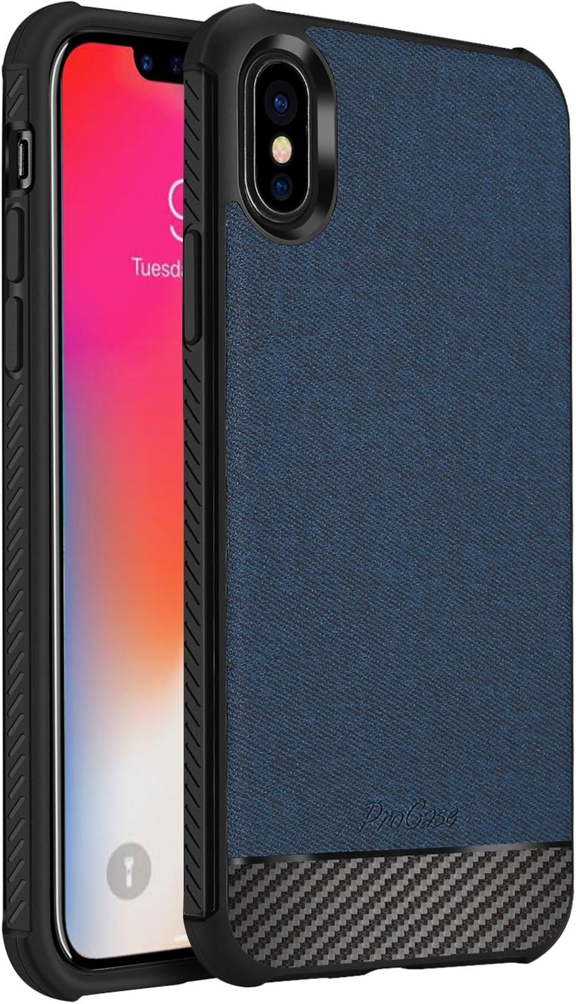 iPhone Xs Case/iPhone X Case, ProCase Slim Hybrid Shockproof Protective Case Anti-Fingerprint Back Cover for 5.8 inch Apple iPhone Xs (2018) /iPhone X (2017) -Navy