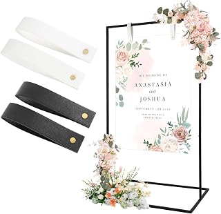 Wedding Welcome Sign Stand, Welcome to our Wedding Sign Holder with 2 Pair Hanging Strap, Heavy Duty Metal Easel Stand for Sign, Wedding Seating Chart Stand, Easel for Display (Black)