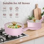 M MELENTA Pink Pots and Pans Set Non Stick, 11 Piece Non Toxic Ceramic Cookware Set, Induction Ready Kitchen Cooking Set with Cool-Grip Handles, PFOA & PTFE Free
