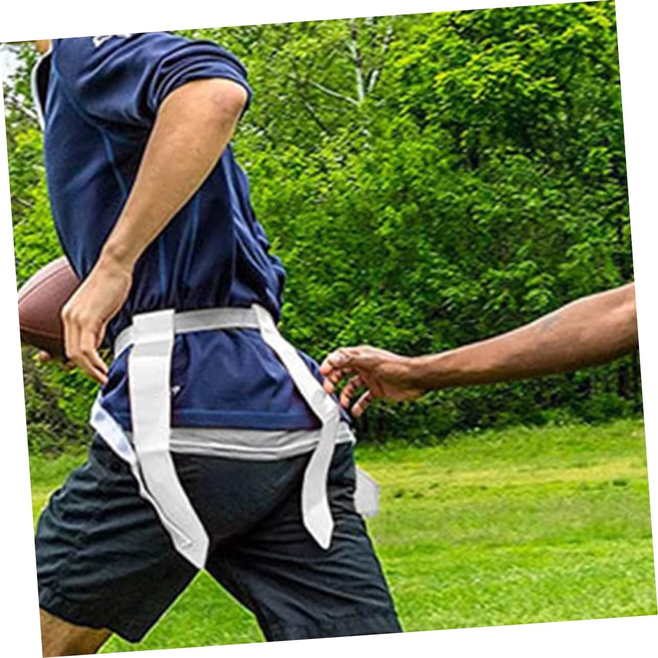 1Set Adjustable Football Waist Flag Set Multi Use Football Game Belt for Youth Includes White Belts Flags Markers and Storage Bag for Outdoor Fun