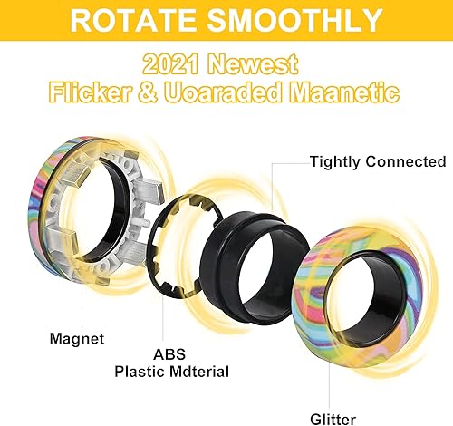 Miniatura 3 de Juego de 12 anillos magnéticos para ansiedad, anillos magnéticos de dedos de camuflaje de graffiti, TDAH, alivio del estrés, juguetes giratorios