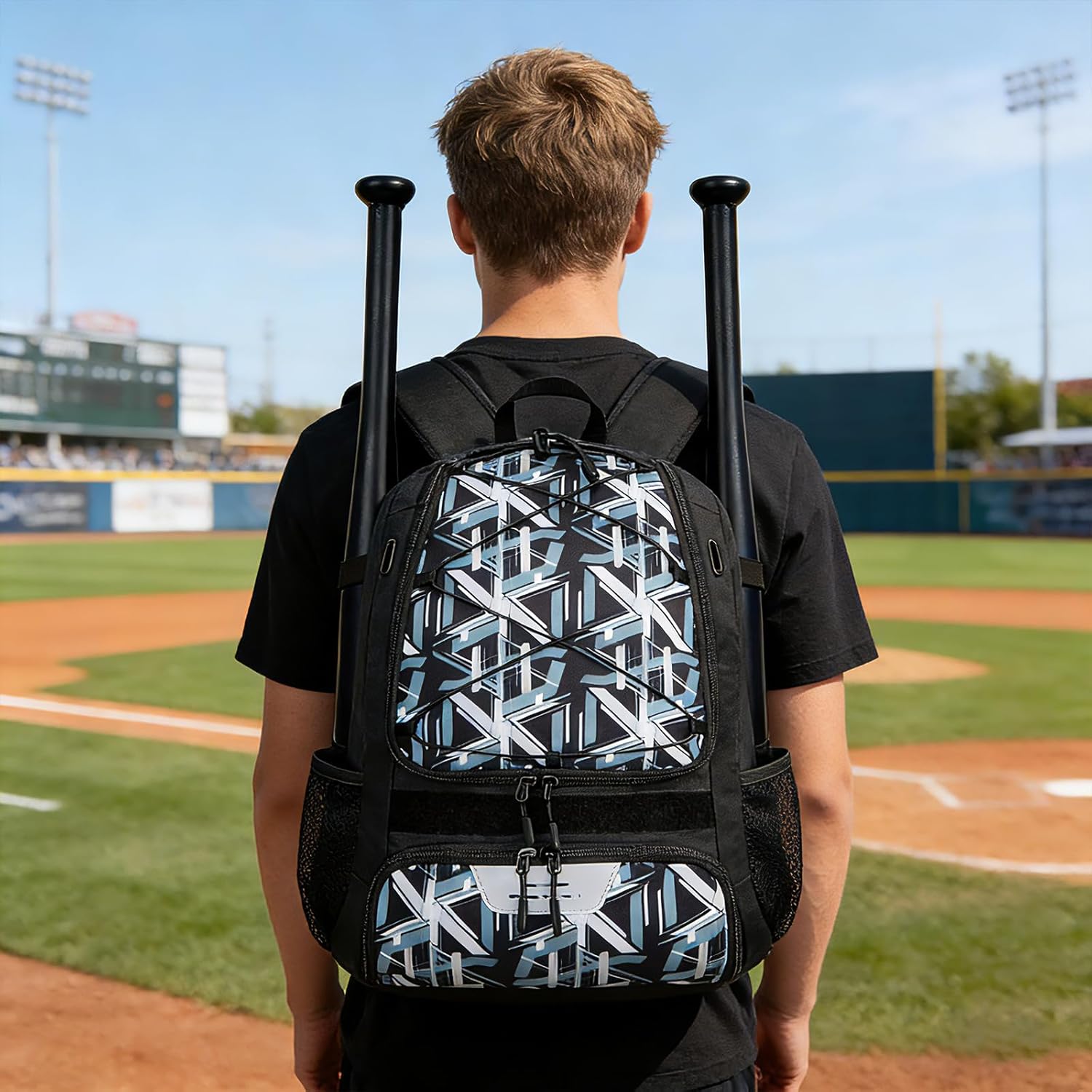 Youth Baseball Bag, Bat Backpack for Softball, T-Ball Backpack with Shoes Compartment & Baseball Equipment & Gear - Image 7