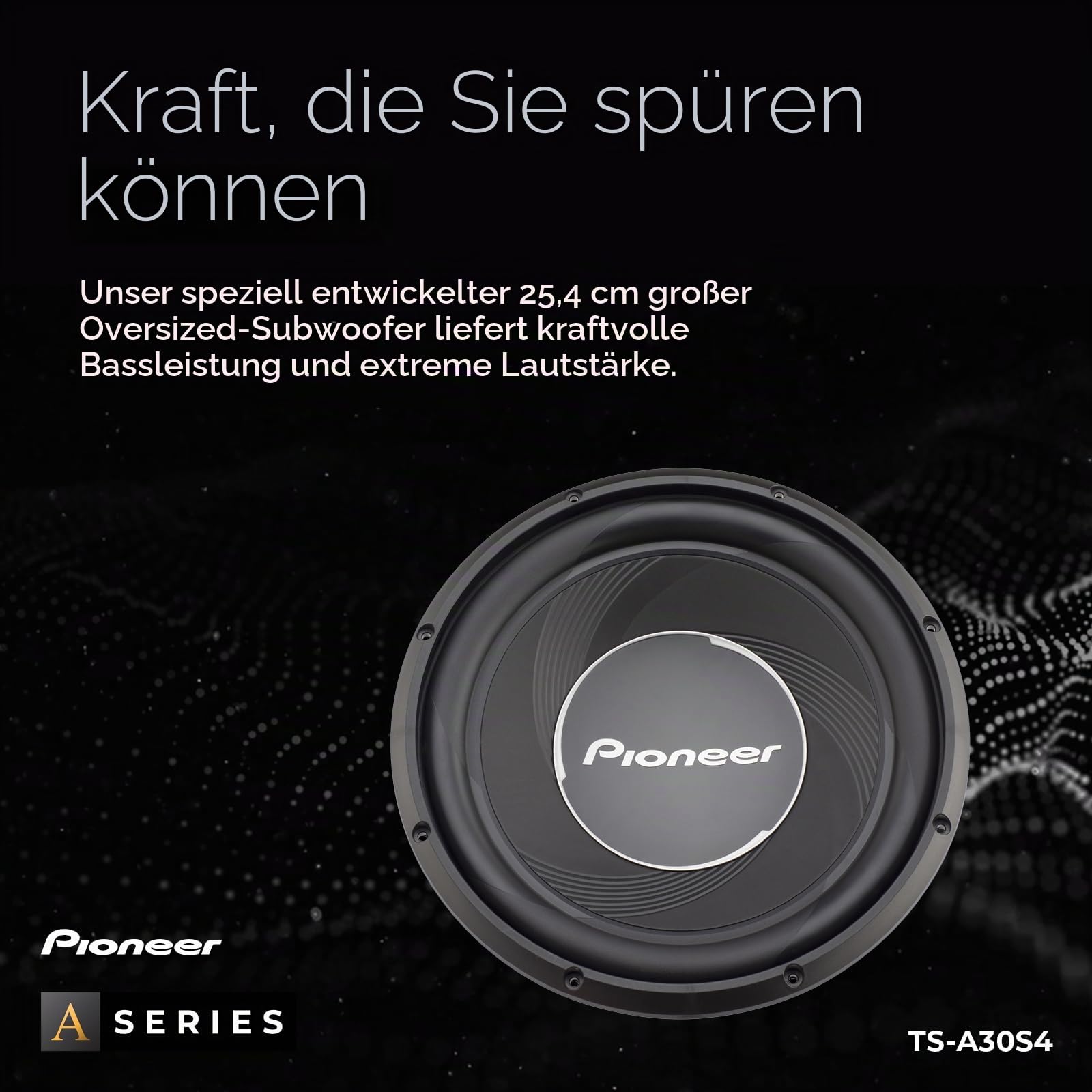 PIONEER TS-A30S4 Subwoofer (1.400 W), 30 cm/12", IMPP Membran für kraftvollen Klang, kontinuierliche Ausgangsleistung 400 W, schwarz