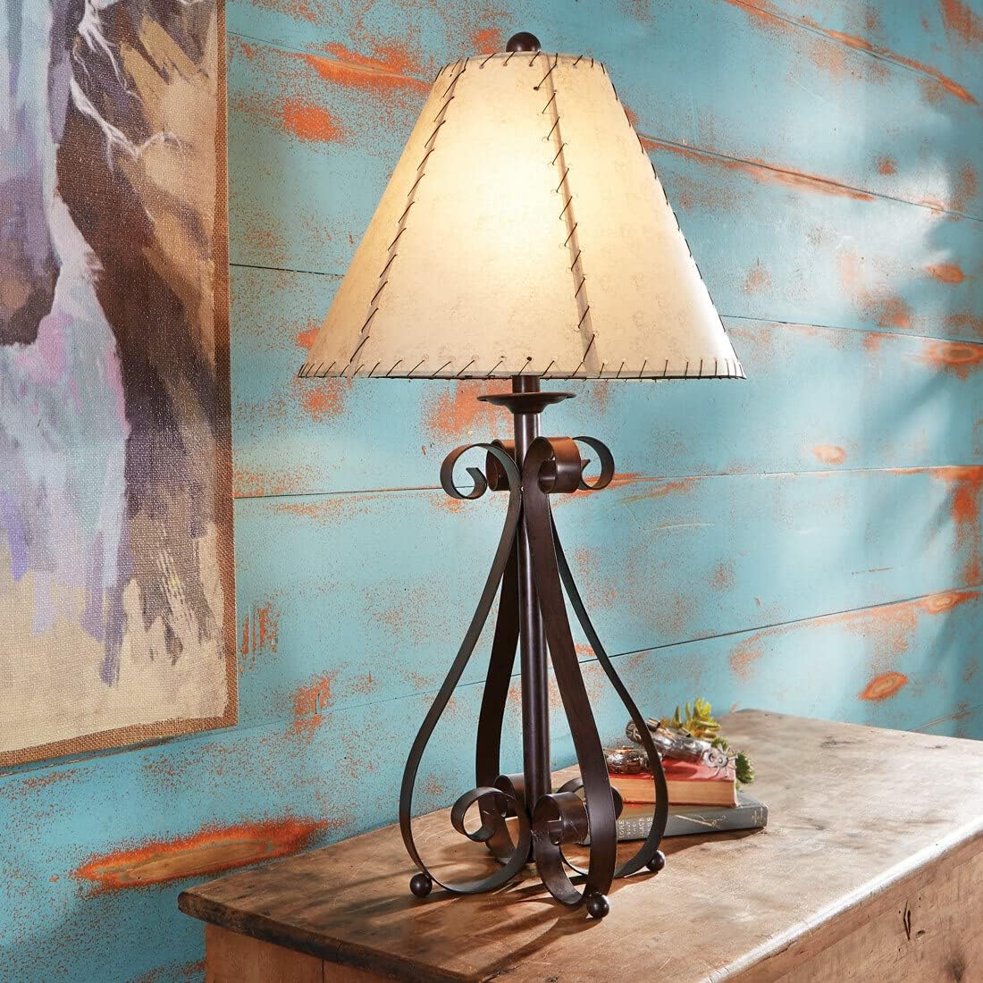 BLACK FOREST DECOR Prairie Scroll Table Lamp, Accent Lighting, 9 3/4" Dia. x 31" H