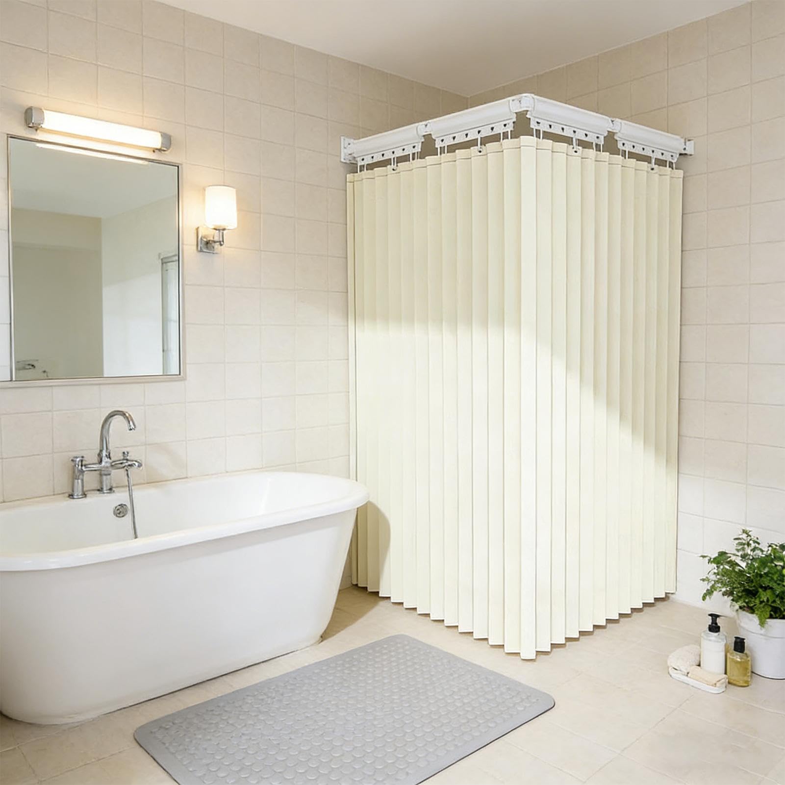 Barra De Ducha De Esquina Montaje En Pared Sin Taladro Ajustable Del Hogar | Barras De Ducha Para Baño Para Ventana Autocaravana Pared Baño Interior Apartamento Encimera