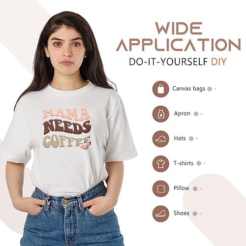 Miniatura 6 de Tintnut Vinilo de Transferencia de Calor Inflable - Rollo de 10 pulgadas x 6 pies de Vinilo HTV Inflable 3D Marrón Derby, Vinilo de Transferencia de