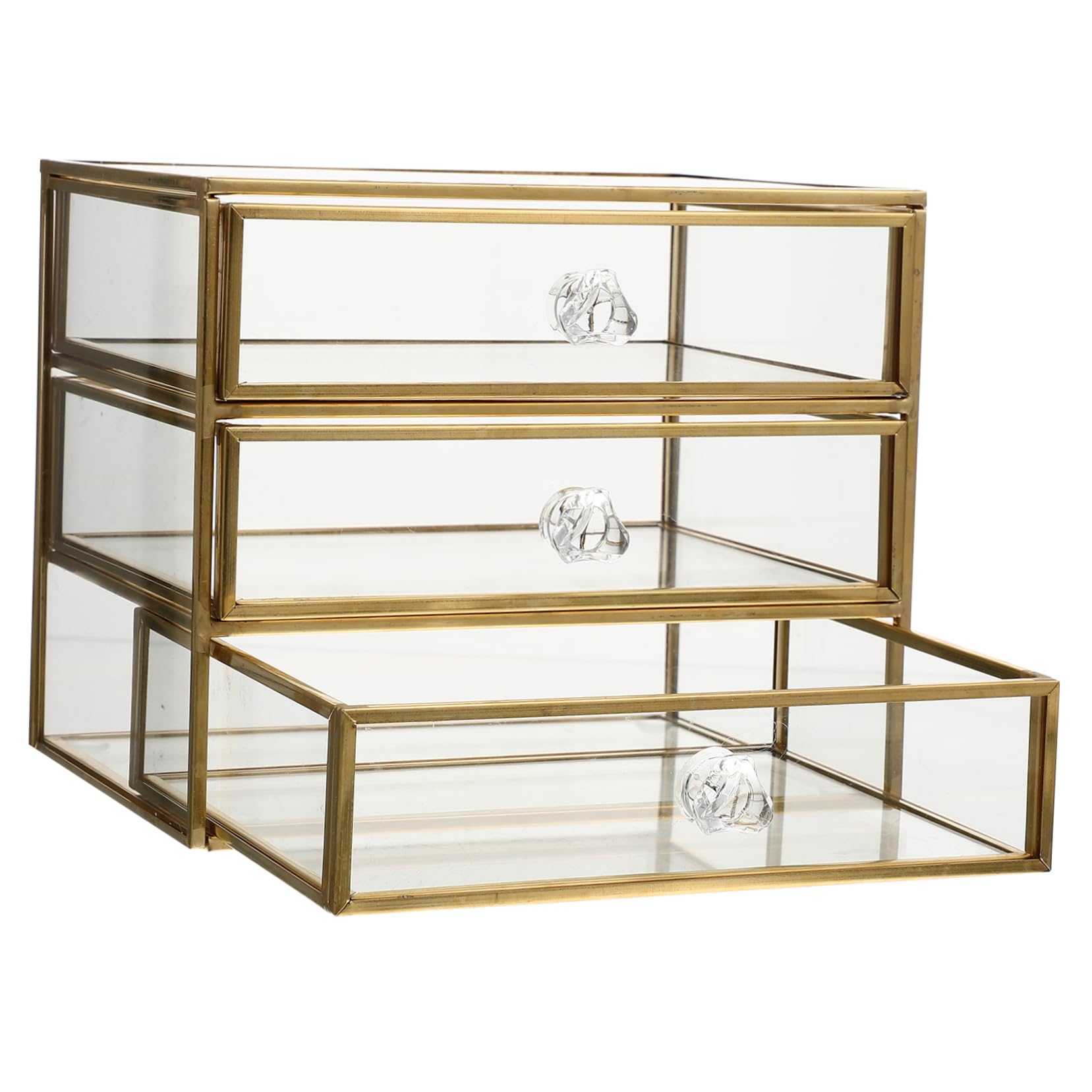 Organizer Biurko z Szufladami Przezroczysty Pojemnik Biżuterię i Kosmetyki Wielowarstwowy Elegancki Design Idealny Do Sypialni Lub Biura