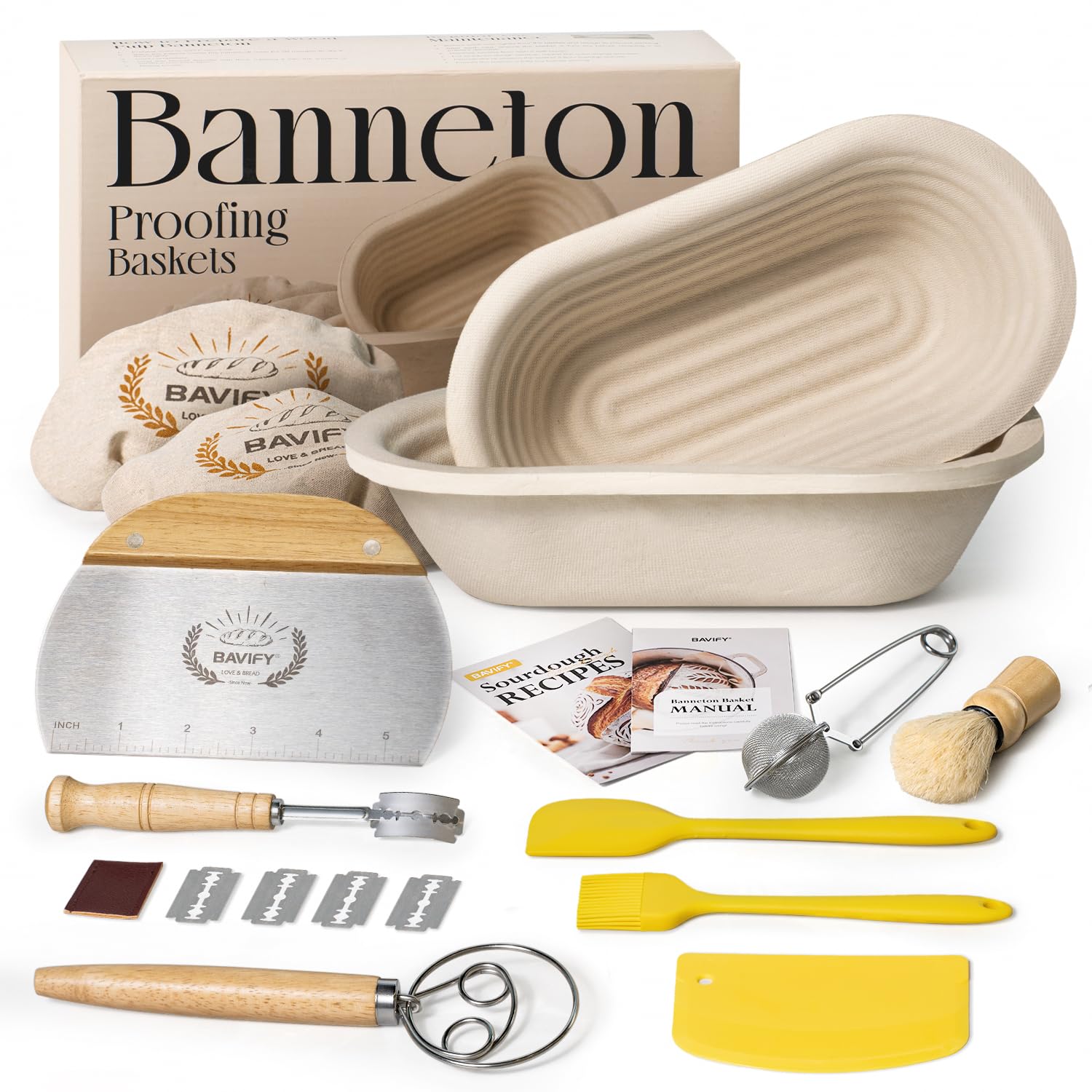 Amazon.com: Wood Pulp Banneton Bread Proofing Baskets Set of 2, 11