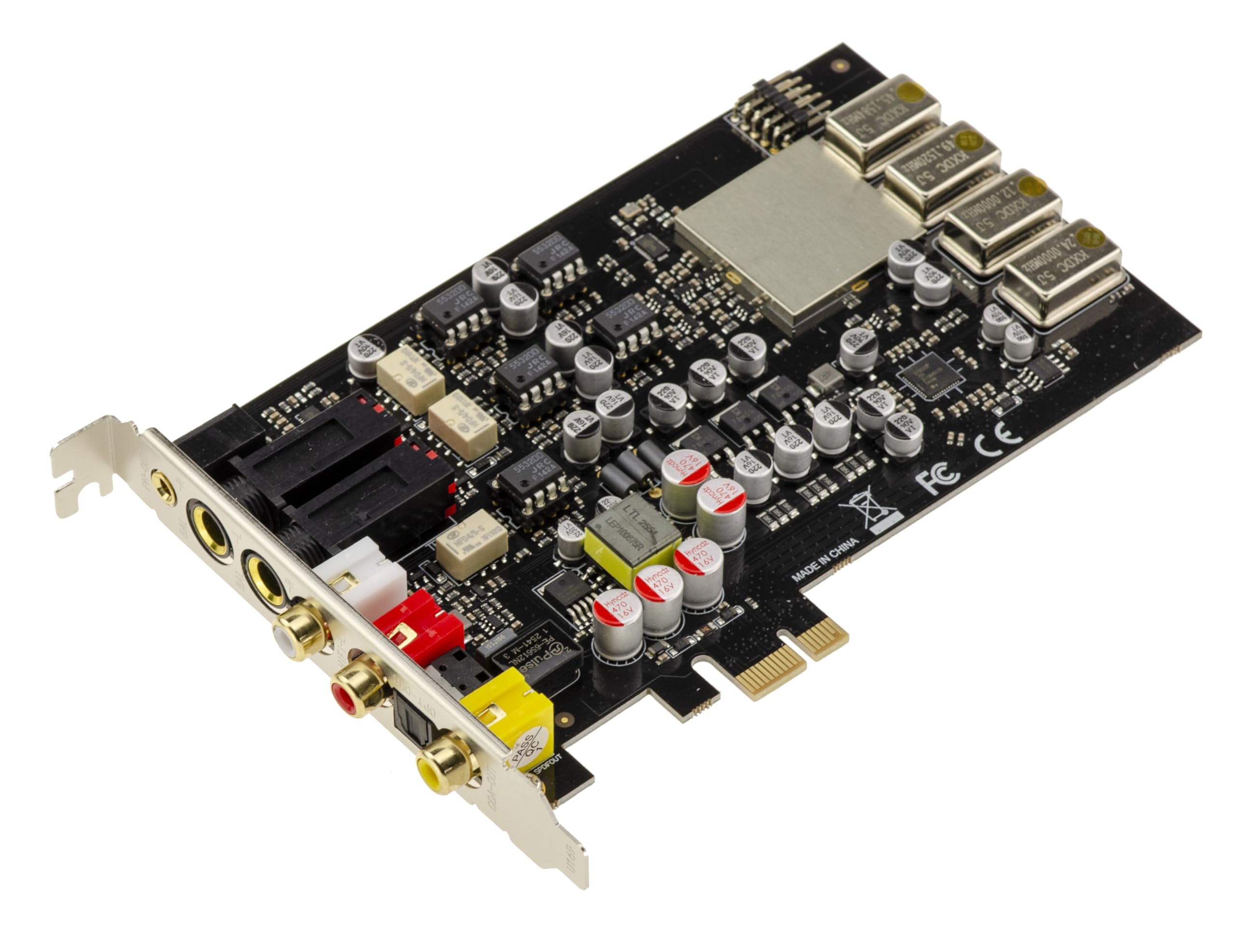KALEA-INFORMATIQUE HiFi Pro PCI Express-Digital-Soundkarte Cmedia CM6635 mit DAC ESS9038Q2M Kopfhörerausgänge, Balance über 6,5-mm-Klinke, 2 x Cinch, 2 x digital über SPDIF und Cinch