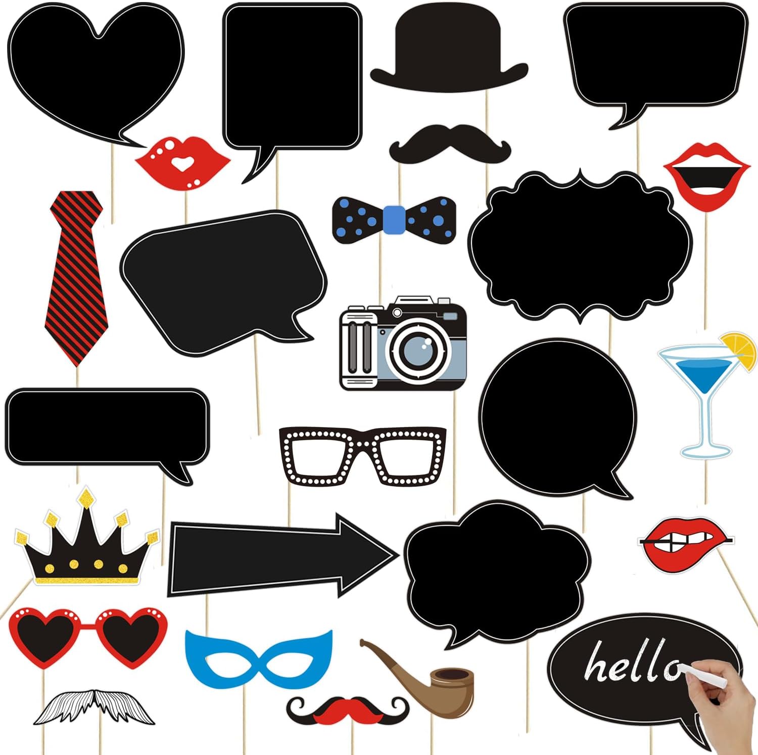 35pcs Insta-Themed Social Media Party Selfie Photo Booth Props with Speech Bubble DIY Photo Props for Birthday, Graduation, Festivals, Anniversary, Wedding Event Decoration Party Supplies