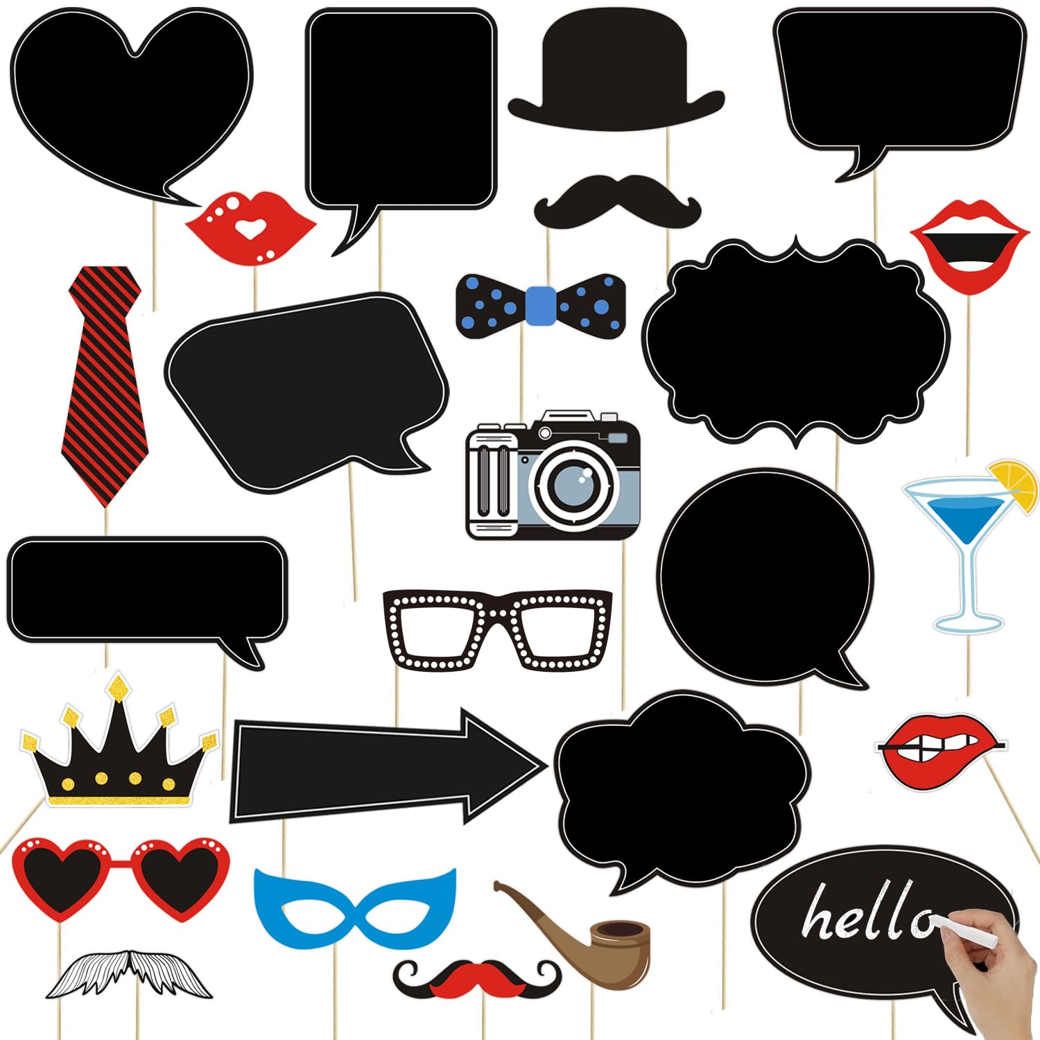35pcs Insta-Themed Social Media Party Selfie Photo Booth Props with Emoji & Speech Bubble DIY Photo Props for Birthday, Graduation, Festivals, Anniversary, Wedding Event Decoration Party Supplies
