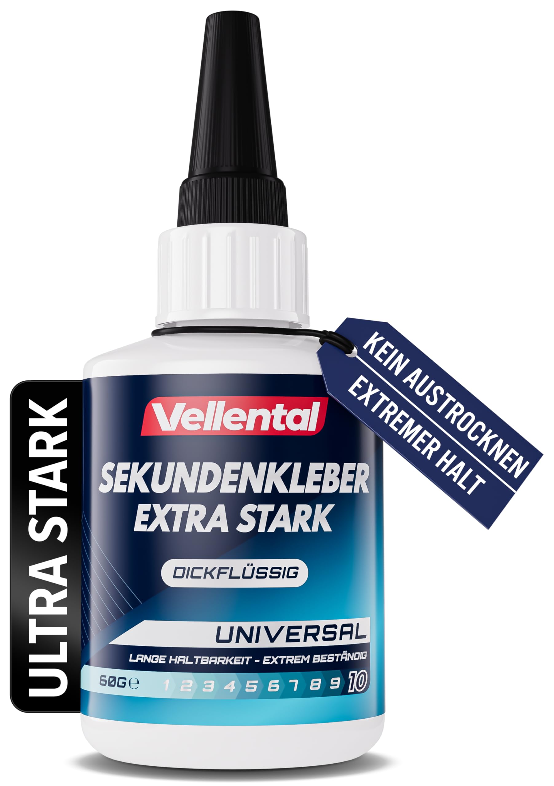 Sekundenkleber Gel Extra Stark universal - Superkleber wasserfest, hitzebeständig & mit Nadel Verschluss gegen Austrocknung - Alleskleber für Plastik, Kunststoff, Glas, Holz, Metall uvm.