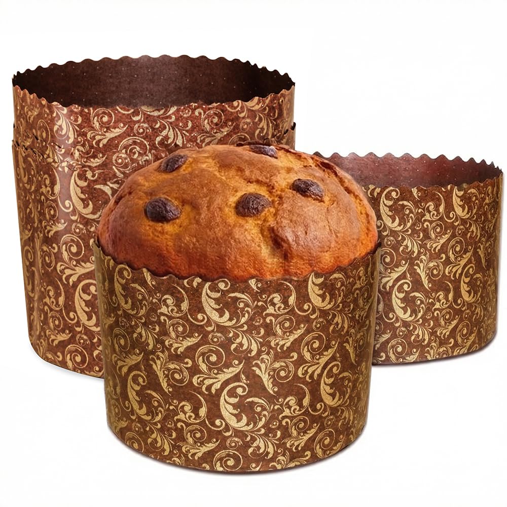 Panettone-Papierform, groß, 540 ml, 12 Stück, Paska Osterbrotformen, Brot, Papierform, Panettone, Braun, antihaftbeschichtet, Panettone-Papier-Backformen