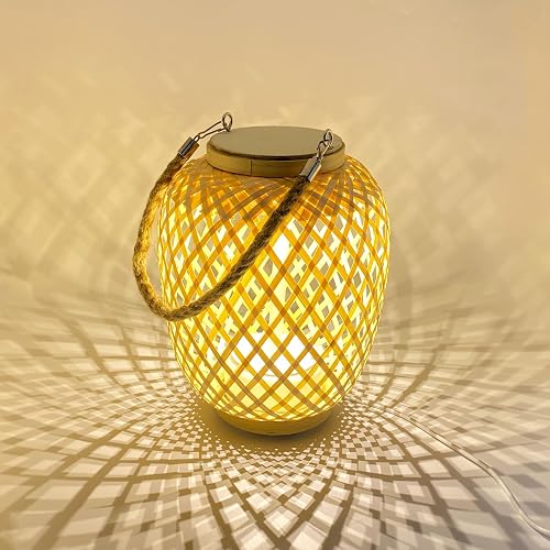 Rotatable Stand Lamp Rattan Wicker Lanterns for Bedroom Yoga Room
