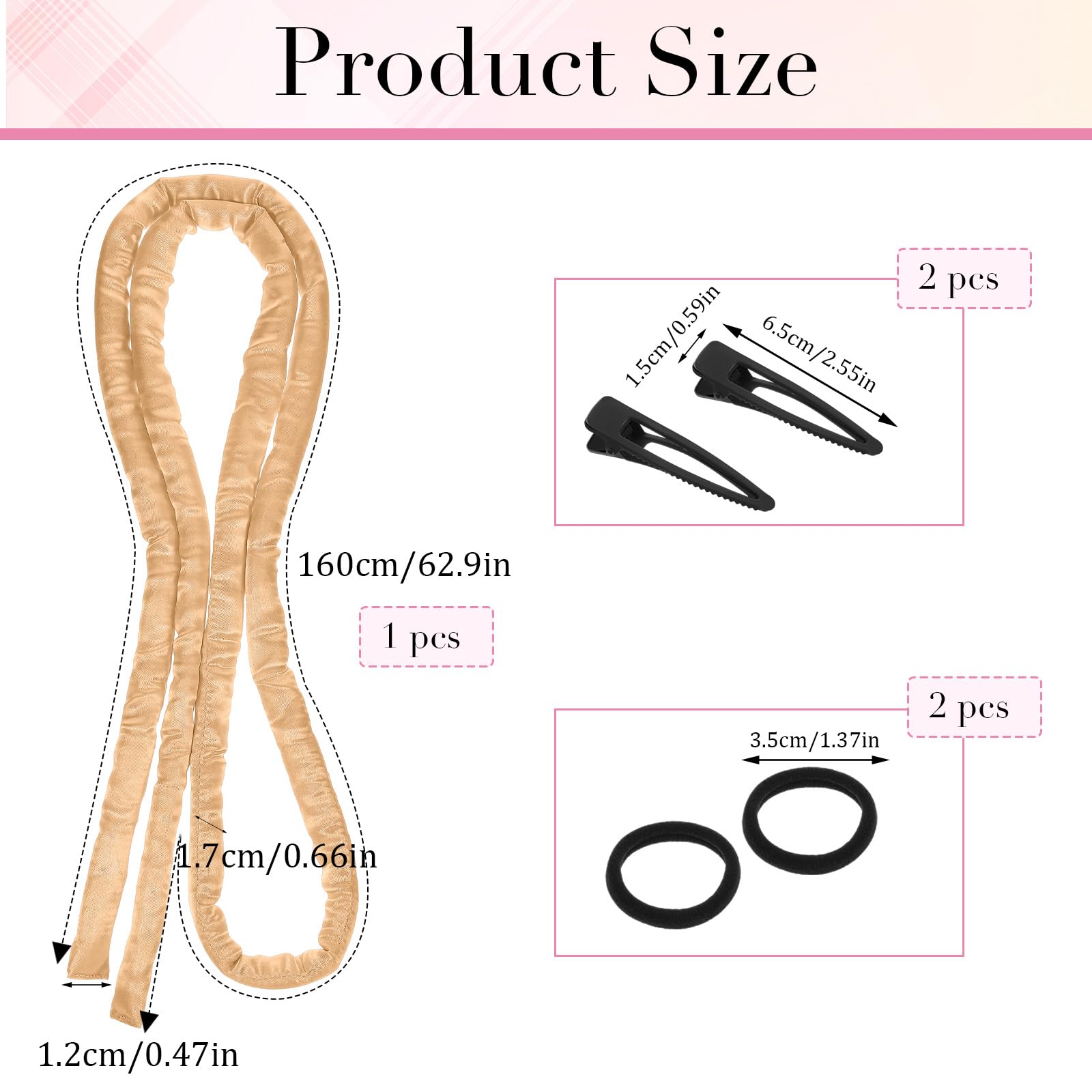 Heatless Curling Rod Stirnband, Heatless Hair Curler über Nacht für lange kurze Haare, keine Hitze über Nacht Locken mit dünnen Lockenwicklern zum Schlafen für lange Haare (Gold)