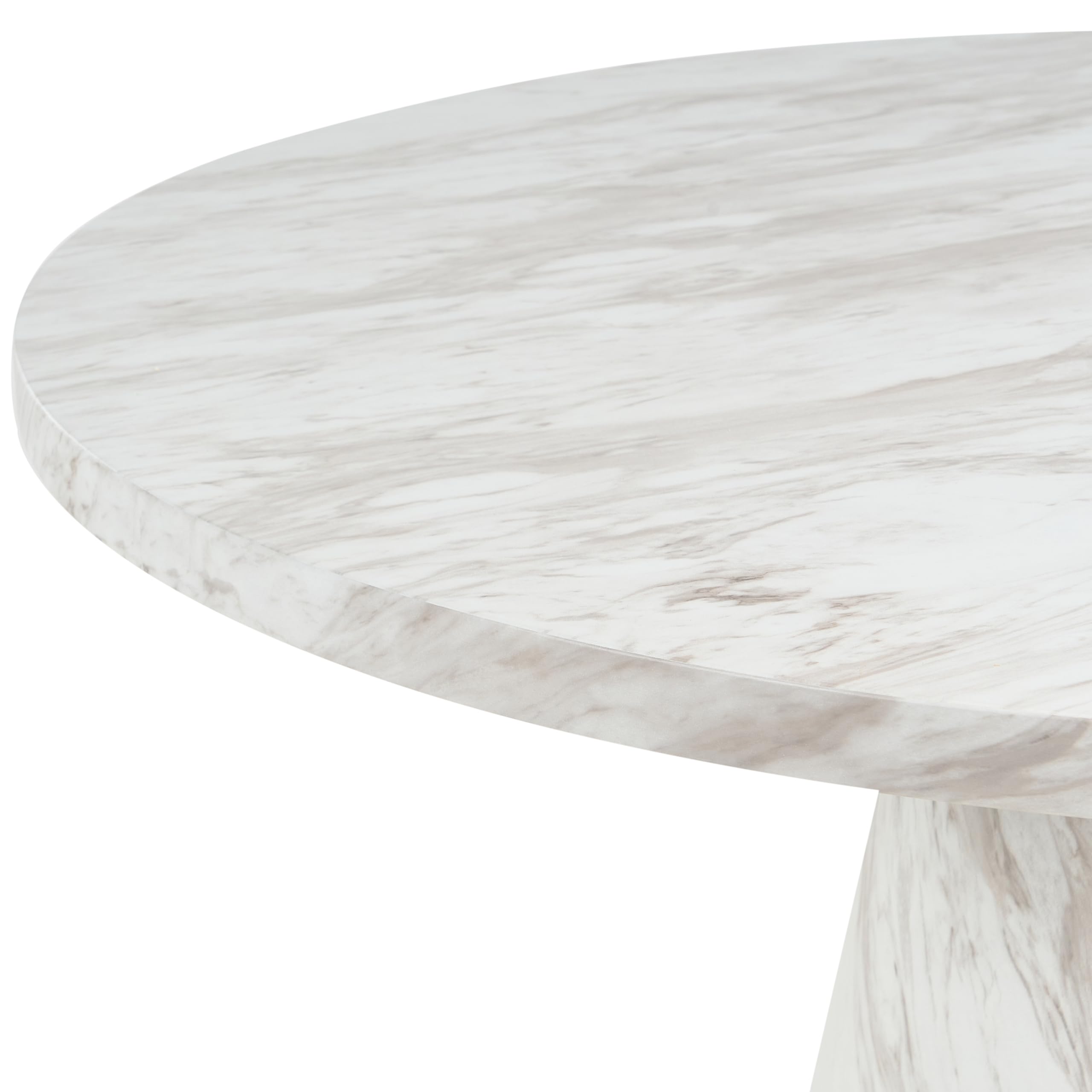 Beliani Table de Salle à Manger Ronde de Style Moderne Base sur Piedestal ⌀ 120 cm Effet Marbre Blanc Mere