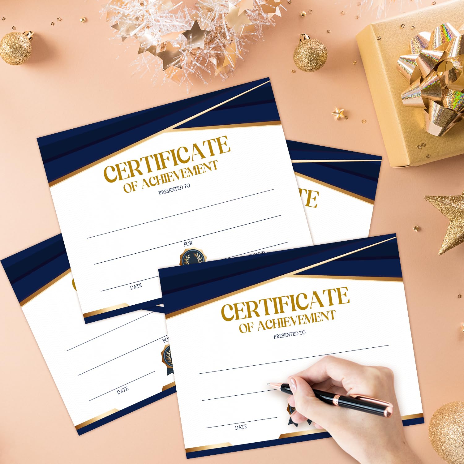 Certificado de logro para el aula de oro, 25 certificados de premio, certificados de reconocimiento de finalización para niños y padres, profesores y estudiantes, diploma de graduación escolar -05