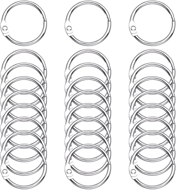 100PCS Loose Leaf Binder Rings, 1 Inch Diameter Nickel Plated Steel Office Book Rings for Flash Cards, Index Cards and Loose Paper, Key Rings for School, Office, Home