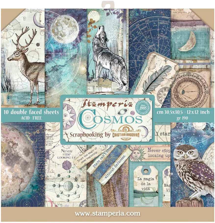 International KFT Block 10 sheets - Double Face Cosmos, 30.5 x 30.5 (12" x 12"), Multicoloured