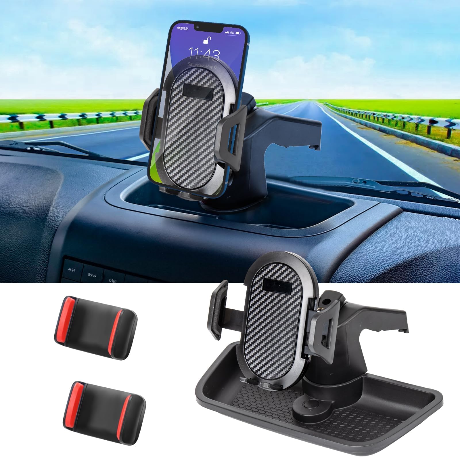 Supporto Telefono Per Jeep Wrangler JK / JKU 2011-2017 – SHINEKA Nero ABS