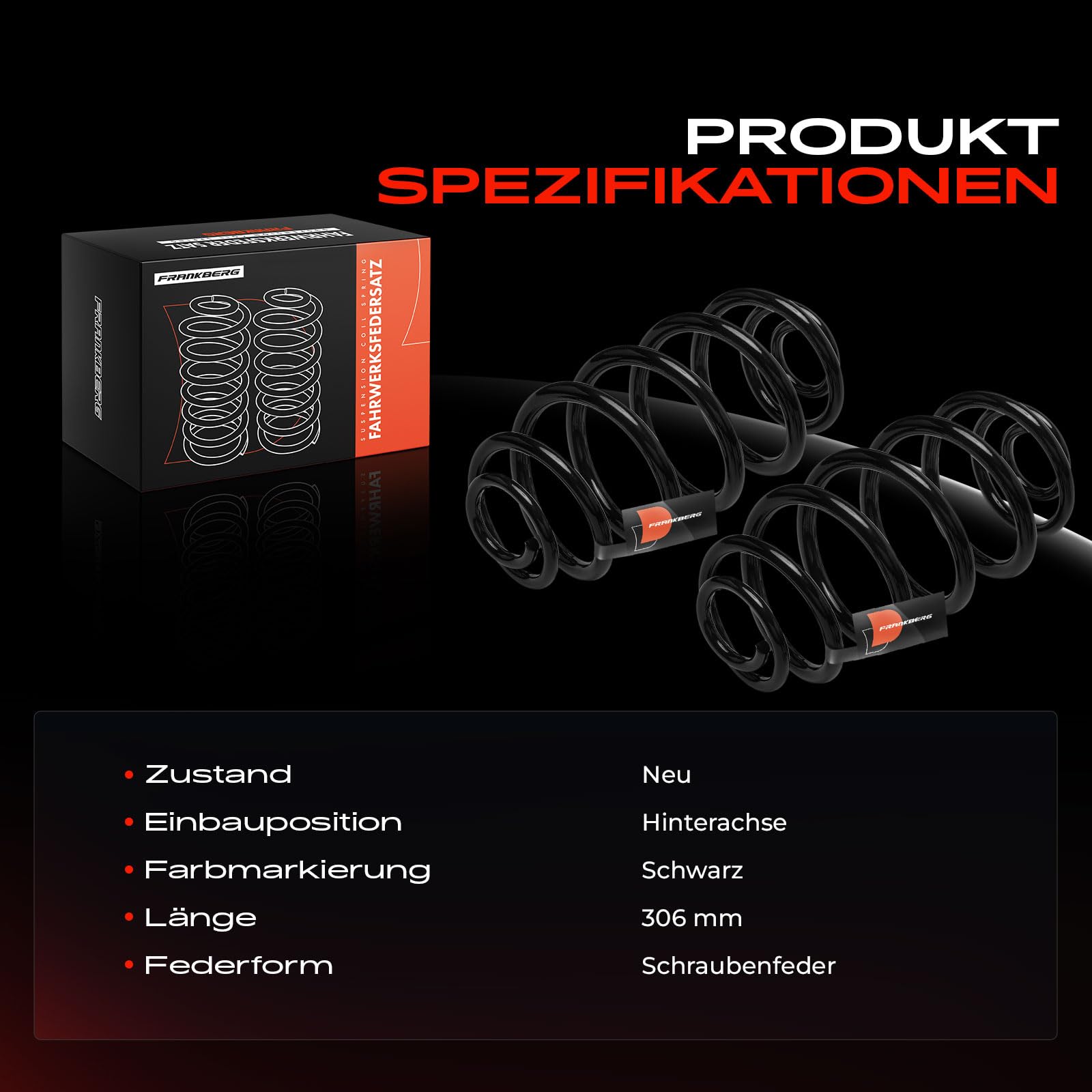 Frankberg Veren; chassisveer; veerlager; schok; demping; veer; vering; slagbuffer; spiraalveer; veerset; set veren; schroefveer vervanging # 1223898