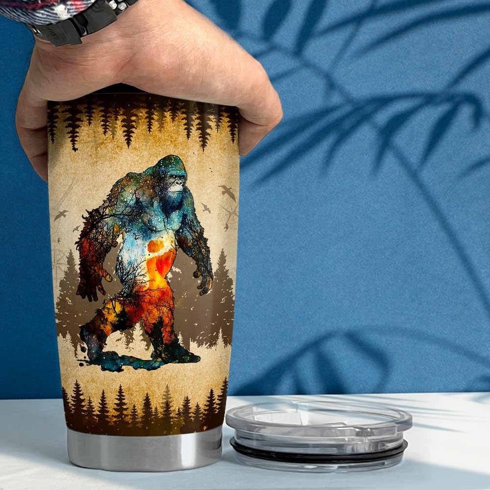 SANDJEST Bigfoot Tumbler Cup 20oz Sasquatch Gifts for Men Stainless Steel Insulated Tumblers Coffee Travel Mug Gift for Birthday Christmas - Image 5
