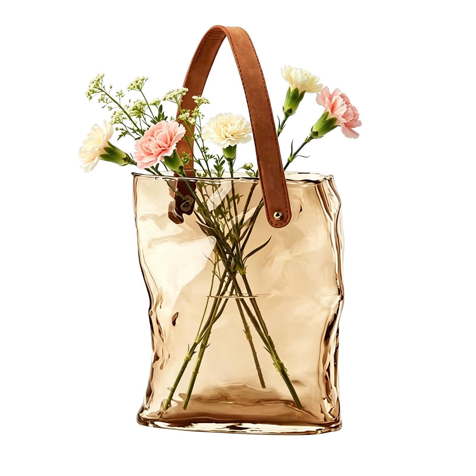 Glashandtasche Moderne Wohndeko Tischdekoration | Dekorative Glasvasen für Blumen für Wohndeko Schlafzimmer Wohnzimmer Büro Landhausstil Geburtstag Einweihung Hochzeit Party